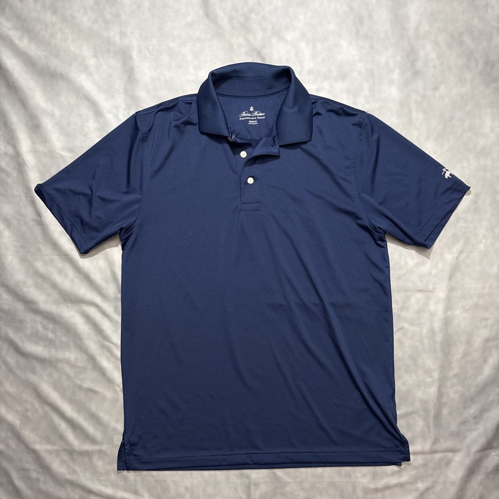 Brooks Brothers Performance Series Mens Medium Navy Short Sleeve Golf Polo Shirt